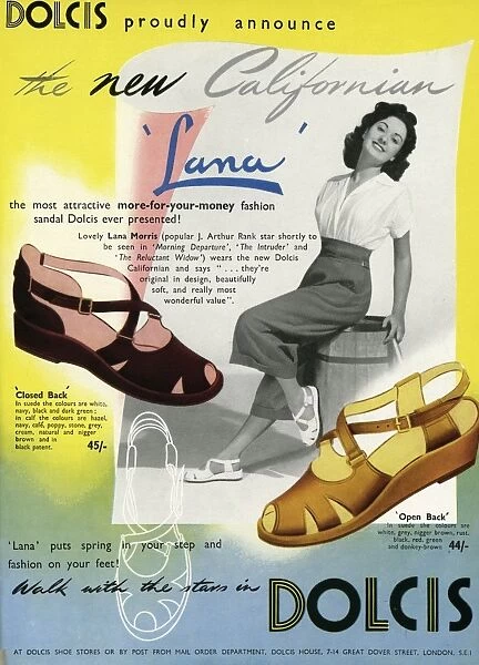 Advert for Dolcis peep toe sandals 1950