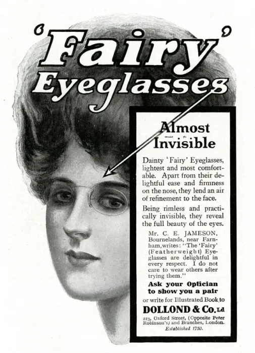 Framed Print : Advert for Dolland & Co rimless spectacles 1908 Framed Print : Advert for Dolland & Co rimless spectacles 1908