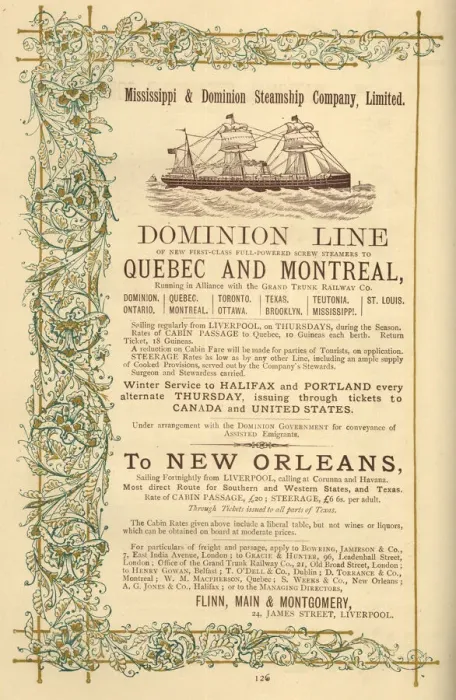 Framed Print : Advert, Dominion Line Steamers, Quebec and Montreal Framed Print : Advert, Dominion Line Steamers, Quebec and Montreal
