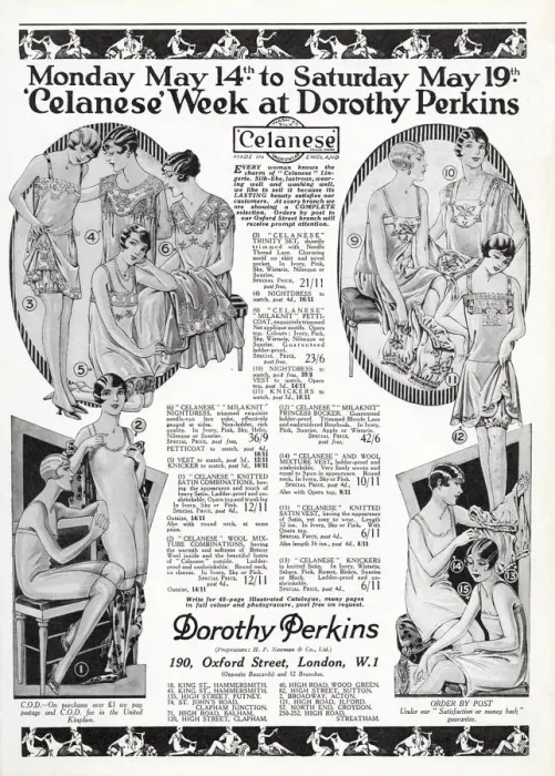 Framed Print : Advert for Dorothy Perkins - womens undergarments 1928 Framed Print : Advert for Dorothy Perkins - womens undergarments 1928