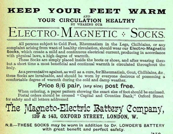 Framed Print : Advert, Dr Lowder's Electro-Magnetic Socks Framed Print : Advert, Dr Lowder's Electro-Magnetic Socks