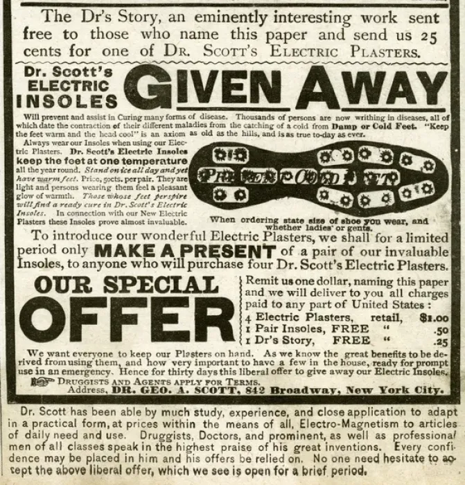 Framed Print : Advert for Dr. Scotts electric insoles 1889 Framed Print : Advert for Dr. Scotts electric insoles 1889