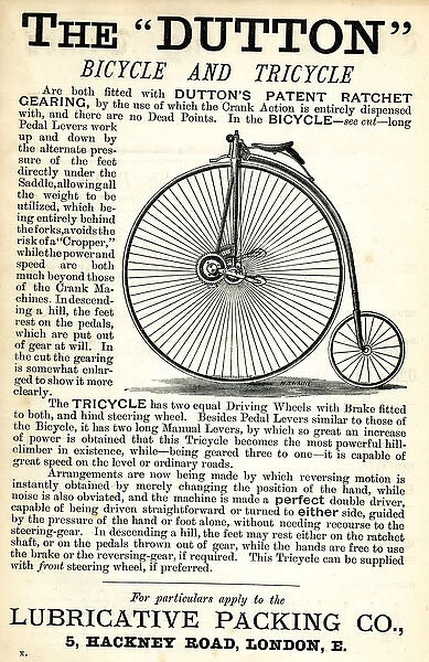Advertisement, The Dutton Bicycle and Tricycle