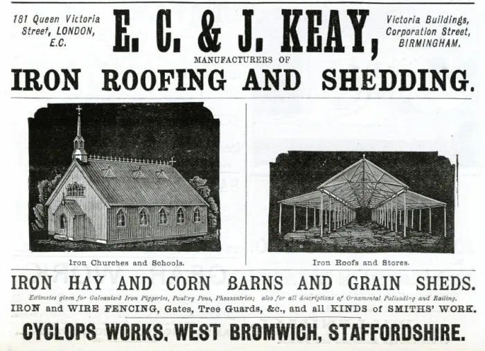 Framed Print : Advert for E. C. & J. Keay iron roofing & shedding 1888 Framed Print : Advert for E. C. & J. Keay iron roofing & shedding 1888