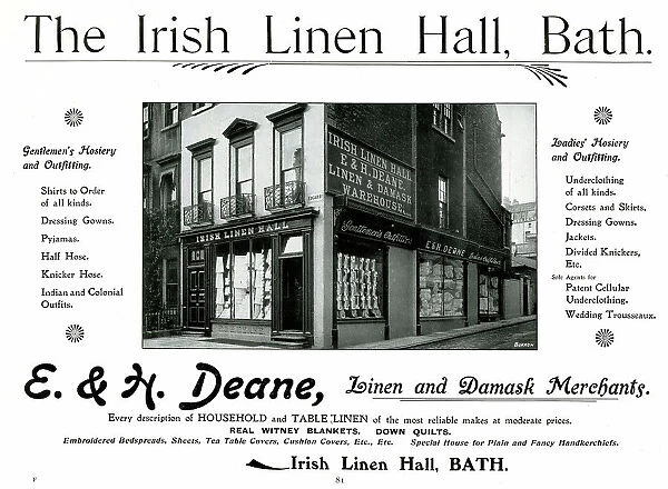 Advert for E. & H. Deane, The Irish Linen Hall, Bath