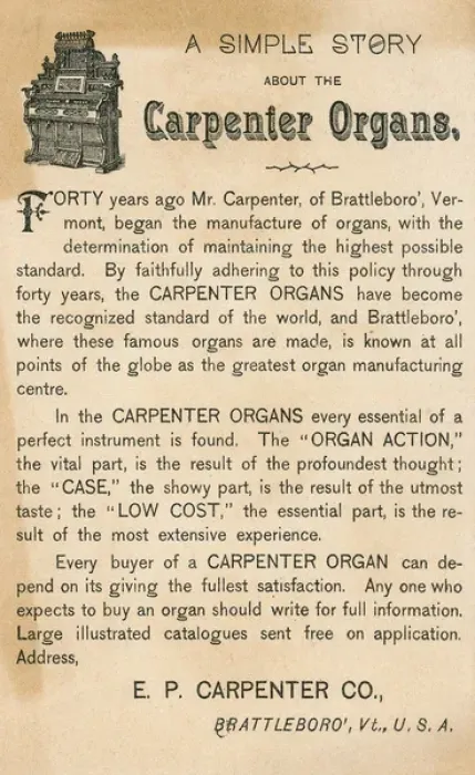 Framed Print : Advert for E P Carpenter Company, Brattleboro, Vermont, USA Framed Print : Advert for E P Carpenter Company, Brattleboro, Vermont, USA