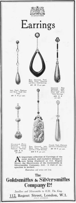 Framed Print : Advert for earrings from the Goldsmiths and Silversmiths Framed Print : Advert for earrings from the Goldsmiths and Silversmiths