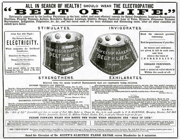 Advert for Electropathic Belt of Life 1882