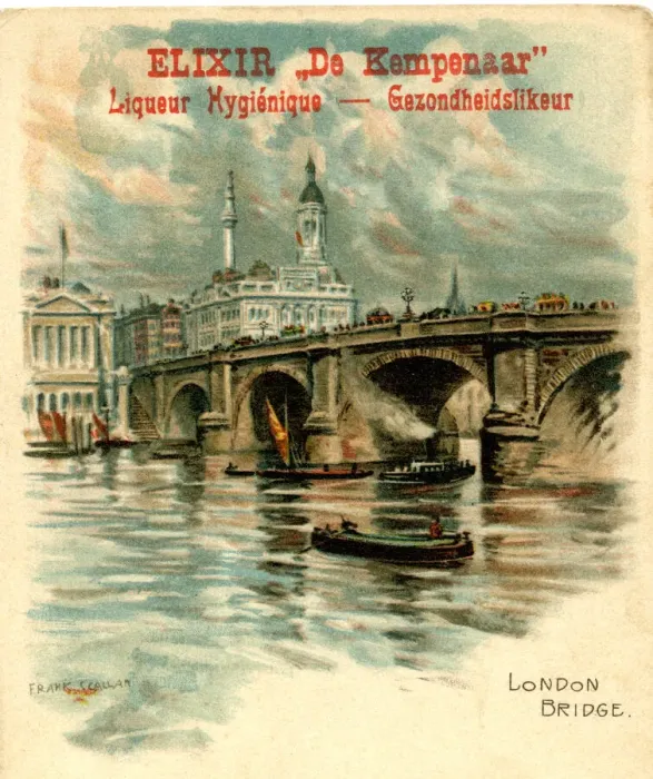 Framed Print : Advert, Elixir de Kempenaar, with view of London Bridge Framed Print : Advert, Elixir de Kempenaar, with view of London Bridge
