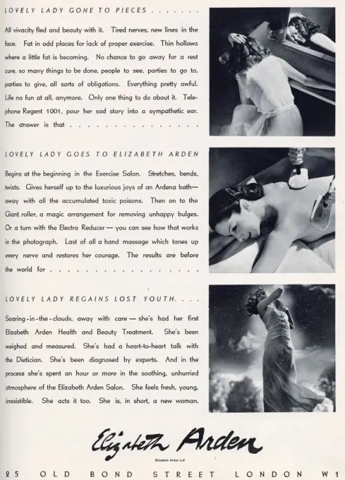 Framed Print : Advertisement for Elizabeth Arden claiming to turn an appearance gone to pieces into Framed Print : Advertisement for Elizabeth Arden claiming to turn an appearance gone to pieces into