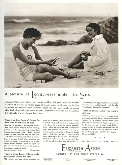Framed Print : Advert for Elizabeth Arden sun cream 1934 Framed Print : Advert for Elizabeth Arden sun cream 1934