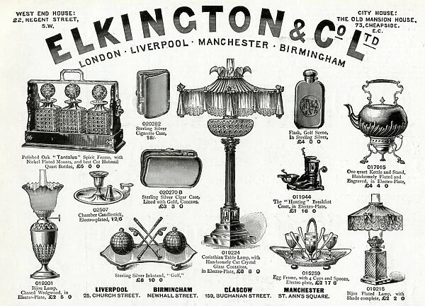 Advert for Elkington & Co Victorian items 1896