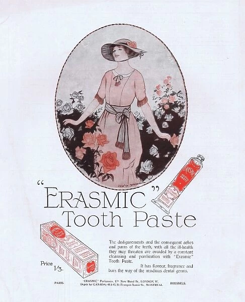 Advert for Erasmic tooth paste, 1921