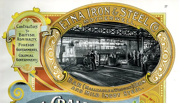 Advert, Etna Iron & Steel Co, Motherwell, Scotland