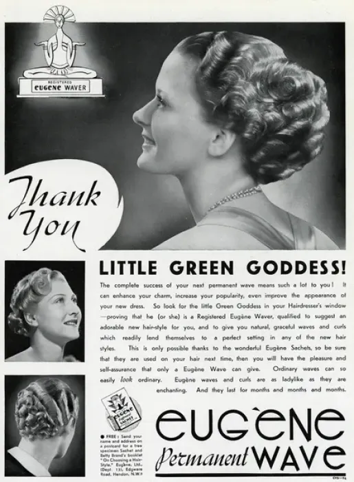 Framed Print : Advert for Eugene permanant hair waves & curls 1937 Framed Print : Advert for Eugene permanant hair waves & curls 1937