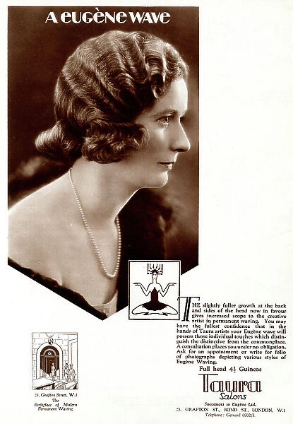 Advert for Eugene permanant hair waving 1929