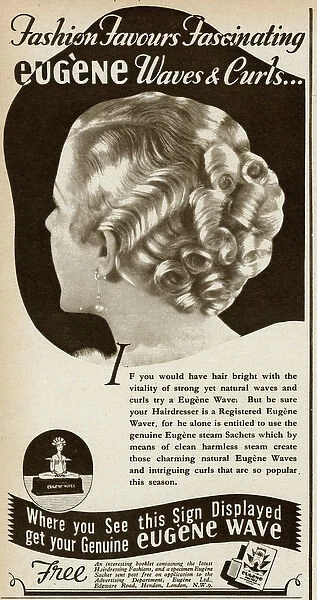 Advert for Eugene waves and curls 1936