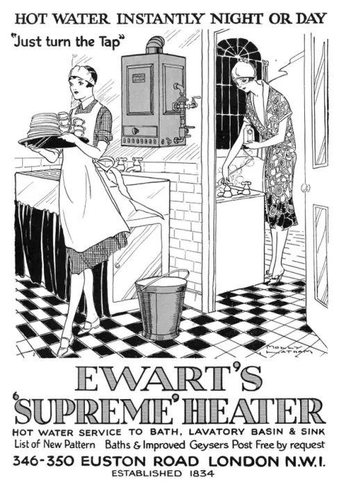 Framed Print : Advert for Ewarts Geyser hot water 1928 Framed Print : Advert for Ewarts Geyser hot water 1928