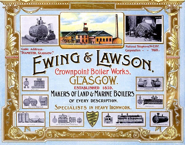 Advert, Ewing & Lawson, Boiler Makers, Glasgow