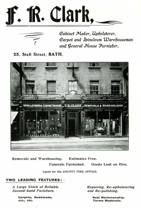 Framed Print : Advert for F. R. Clark, Cabinet Maker, Bath Framed Print : Advert for F. R. Clark, Cabinet Maker, Bath