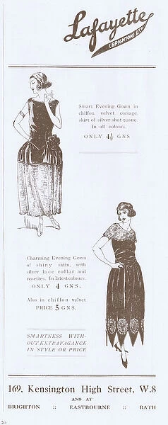 Advert for the fashion house of Lafayette, London, 1922