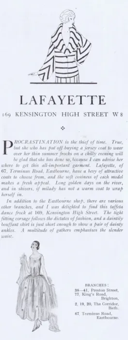 Framed Print : Advert for the fashion house of Lafayette, London, 1922 Framed Print : Advert for the fashion house of Lafayette, London, 1922