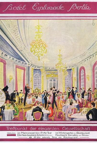 Advert for the fashionable Hotel Esplanade, Berlin (1927) showing the ballroom Date