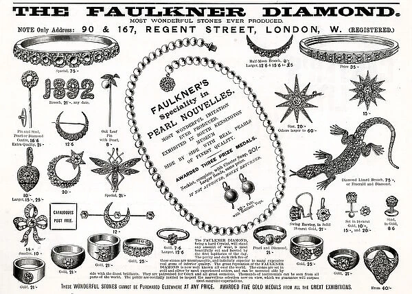 Advert for Faulkner diamond jewellery 1892