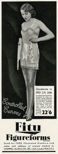 Advert for Fitu corsets 1934