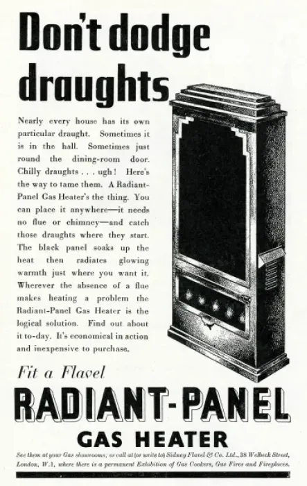 Framed Print : Advert for Flavel radiant-panel gas heater 1938 Framed Print : Advert for Flavel radiant-panel gas heater 1938