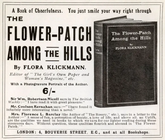 Framed Print : Advert for The Flower-Patch Among the Hills, Flora Klickmann Framed Print : Advert for The Flower-Patch Among the Hills, Flora Klickmann