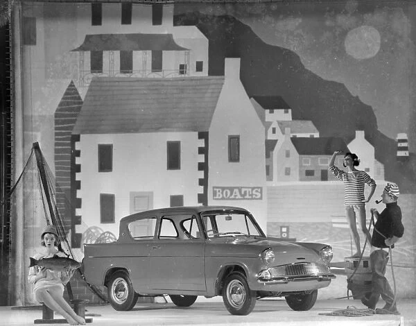 Advertisement for Ford Anglia cars