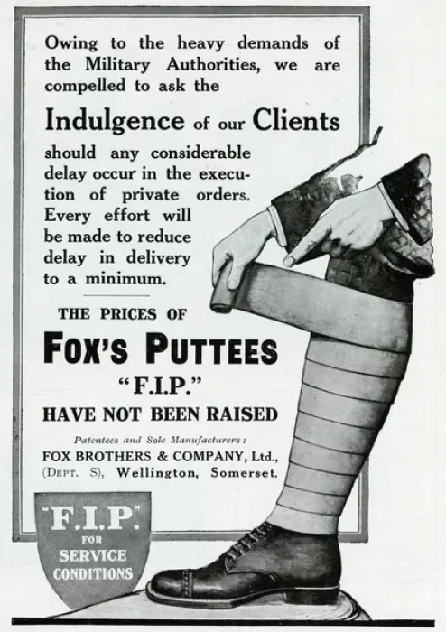 Framed Print : Advert for Foxs Puttees military authorities 1914 Framed Print : Advert for Foxs Puttees military authorities 1914