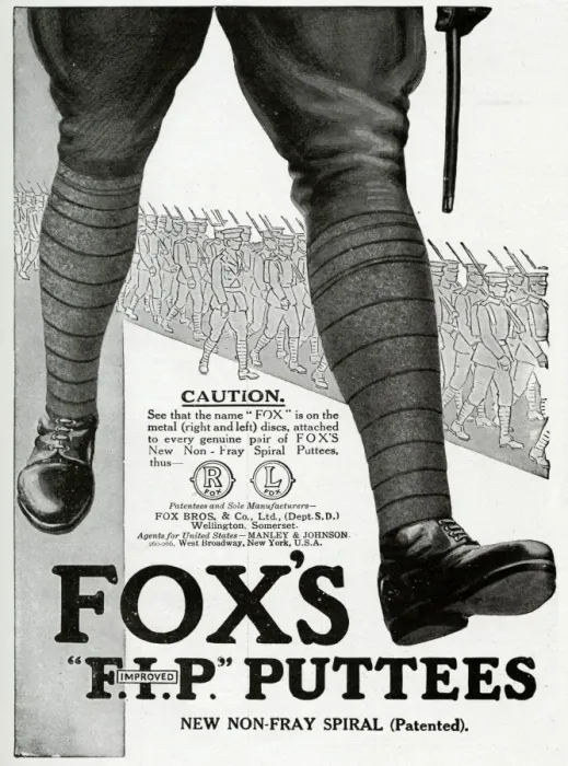 Framed Print : Advert for Foxs puttees stockings 1916 Framed Print : Advert for Foxs puttees stockings 1916