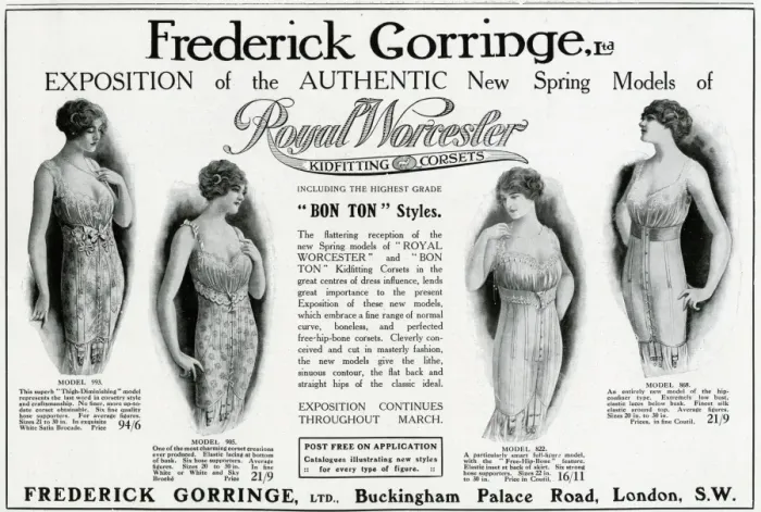 Framed Print : Advert for Frederick Gorringe womens corsets 1914 Framed Print : Advert for Frederick Gorringe womens corsets 1914
