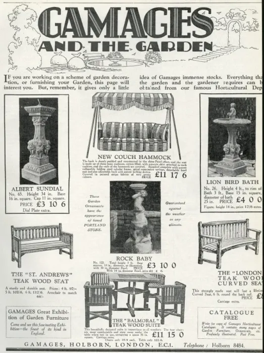 Framed Print : Advert for Gamages furniture 1929 Framed Print : Advert for Gamages furniture 1929