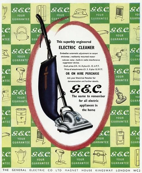 Advert for GEC Electric cleaner 1950