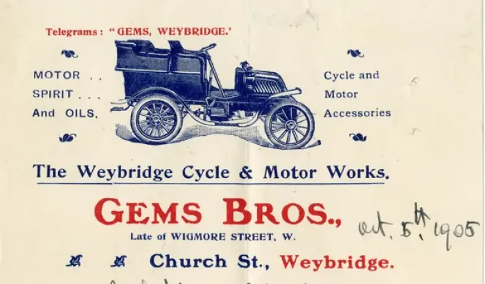 Framed Print : Advert, Gems Bros, Weybridge Cycle & Motor Works Framed Print : Advert, Gems Bros, Weybridge Cycle & Motor Works