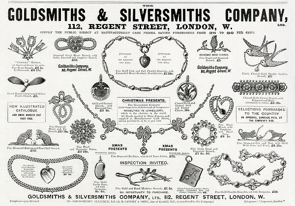 Advert for Goldsmiths & Silversmiths jewellery 1901