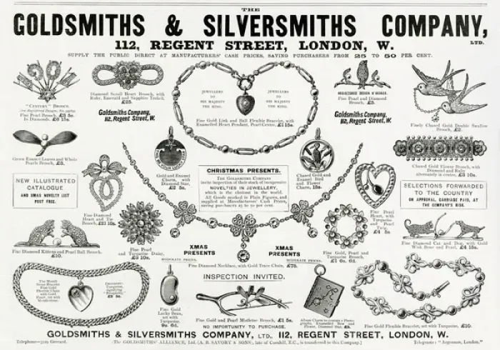 Framed Print : Advert for Goldsmiths & Silversmiths jewellery 1901 Framed Print : Advert for Goldsmiths & Silversmiths jewellery 1901
