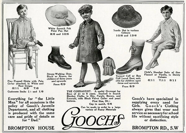 Advert for Goochs boys clothing 1915