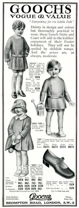 Framed Print : Advert for Goochs childrens spring coats 1923 Framed Print : Advert for Goochs childrens spring coats 1923