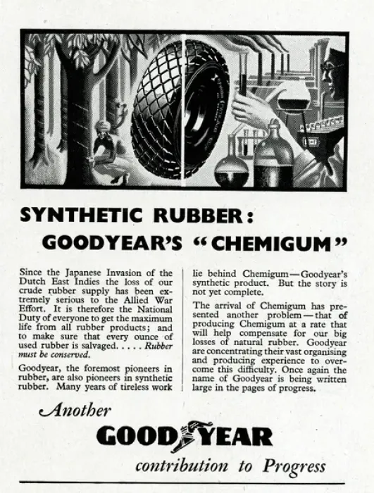 Framed Print : Advert for Goodyears Chemigum synthetic rubber 1942 Framed Print : Advert for Goodyears Chemigum synthetic rubber 1942