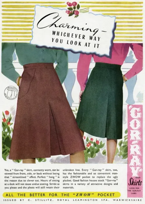 Framed Print : Advert for Gor-ray Koneray pocket skirts 1945 Framed Print : Advert for Gor-ray Koneray pocket skirts 1945