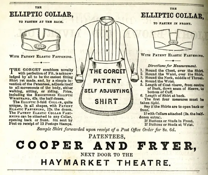 Framed Print : Advert, Gorget patent self-adjusting shirt and elliptic coll Framed Print : Advert, Gorget patent self-adjusting shirt and elliptic coll