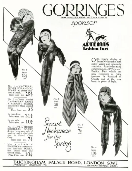 Framed Print : Advert for Gorringes: womens animal scarves 1930 Framed Print : Advert for Gorringes: womens animal scarves 1930