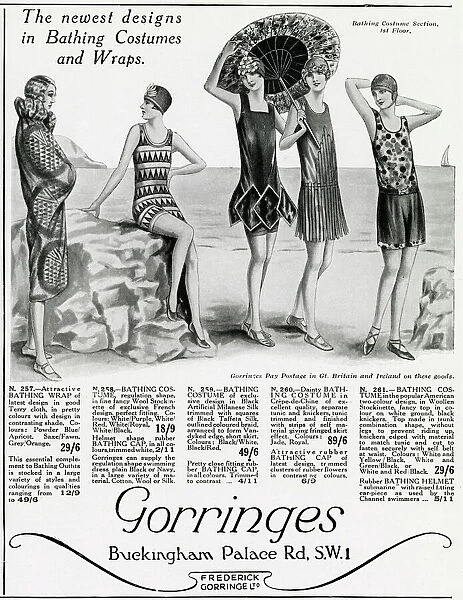 Advert for Gorringes womens bathing costumes 1927
