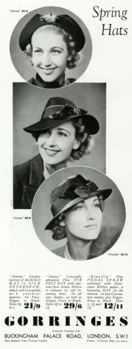 Framed Print : Advert for Gorringes womens spring hats 1937 Framed Print : Advert for Gorringes womens spring hats 1937