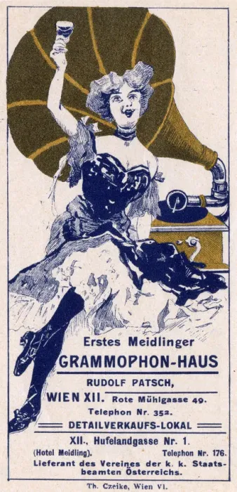 Framed Print : Advertising for a Gramophone Shop in Vienna, Austria Framed Print : Advertising for a Gramophone Shop in Vienna, Austria