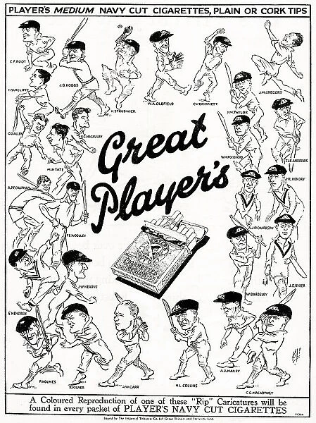 Advert, Great Player's cigarettes, with cricketers